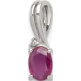 thumbnail image 1 of Sterling Silver Rhodium Plated Diamond & Ruby Oval Pendant Made In India qp2985r, 1 of 2