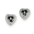 thumbnail image 1 of Sterling Silver Rhodium Plated Diamond & Sapphire Heart Earrings, 1 of 1