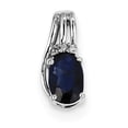 thumbnail image 1 of Sterling Silver Rhodium Plated Diamond & Sapphire Oval Pendant, 1 of 1