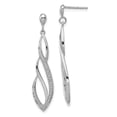 thumbnail image 1 of Sterling Silver Rhodium Plated Diamond Swirl Post Dangle Earrings Sterling Silver Earrings, 1 of 1