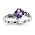 thumbnail image 1 of Sterling Silver Rhodium Plated Diamond and Amethyst Square Ring, 1 of 1