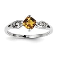 thumbnail image 1 of Sterling Silver Rhodium Plated Diamond and Citrine Cushion Ring, 1 of 1