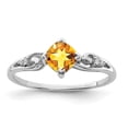 thumbnail image 1 of Sterling Silver Rhodium Plated Diamond and Citrine Cushion Ring, 1 of 6