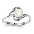 thumbnail image 1 of Sterling Silver Rhodium Plated Diamond and Freshwater Cultured Pearl Ring, 1 of 1