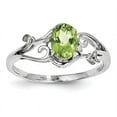 thumbnail image 1 of Sterling Silver Rhodium Plated Diamond and Peridot Oval Ring, 1 of 1