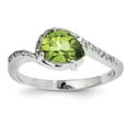 thumbnail image 1 of Sterling Silver Rhodium Plated Diamond and Peridot Oval Ring, 1 of 1