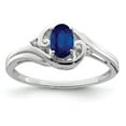 thumbnail image 1 of Sterling Silver Rhodium Plated Diamond and Sapphire Ring - Size 9 - Measures 2mm Wide, 1 of 2