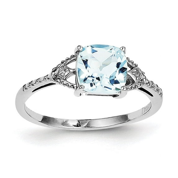 Sterling Silver Rhodium Plated Diamond and Sky Blue Topaz Ring QR4502BT