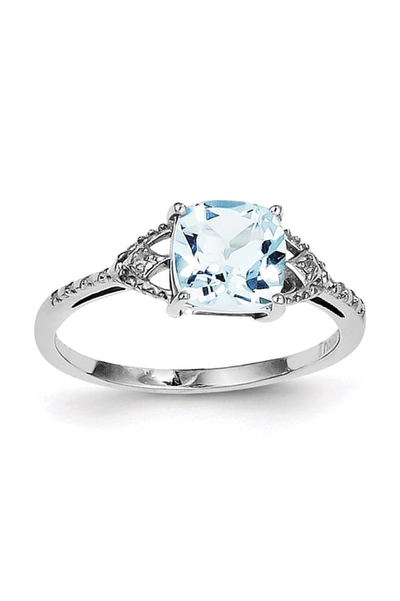 Sterling Silver Rhodium Plated Diamond and Sky Blue Topaz Ring QR4502BT