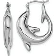 thumbnail image 1 of Sterling Silver Rhodium-Plated Dolphin Hoop Earrings (32 X 23) Made In Mexico qe4698, 1 of 5