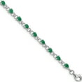 thumbnail image 1 of Sterling Silver Rhodium-Plated Emerald And Diamond Bracelet (7 X 3) Made In Thailand qx858e, 1 of 5