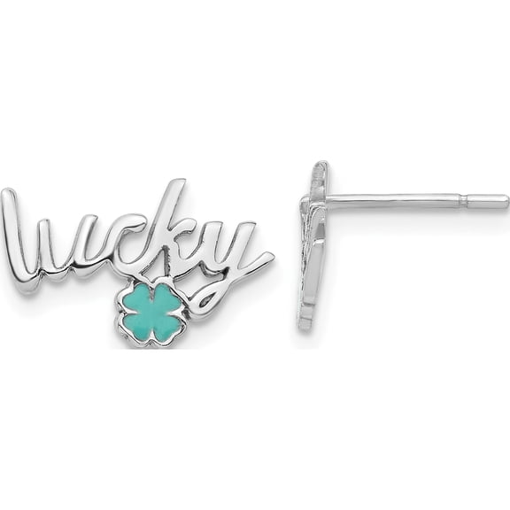 Jewelry by Sweet Pea Sterling Silver Rhodium-plated Enamel Clover Lucky Post Earrings