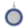 thumbnail image 1 of Sterling Silver Rhodium-Plated Enamel St. Christopher Medal, 1 of 4