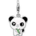 thumbnail image 1 of Sterling Silver Rhodium-Plated Enameled Panda With Lobster Clasp Charm Made In China qc9524, 1 of 5