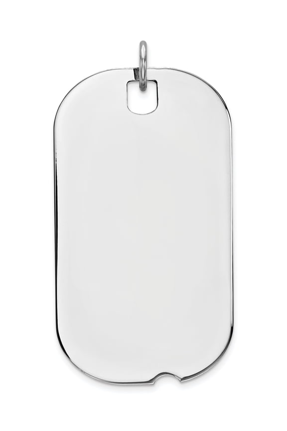 Sterling Silver Rhodium-Plated Engraveable Dog Tag Disc Charm (38 X 19) Made In United States qm443/27