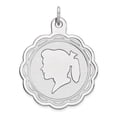 thumbnail image 1 of Sterling Silver Rhodium-Plated Engraveable Girl Disc Charm (29 X 23) Made In United States qm320/18, 1 of 2