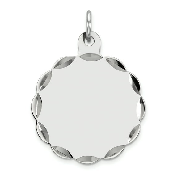 925 Sterling Silver Polished Engraveable Disc Charm 24x19mm Wide Pendant Necklace for Women