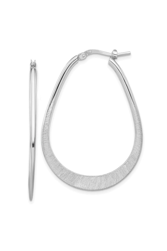 Sterling Silver Rhodium-Plated Etched Hoop Earrings