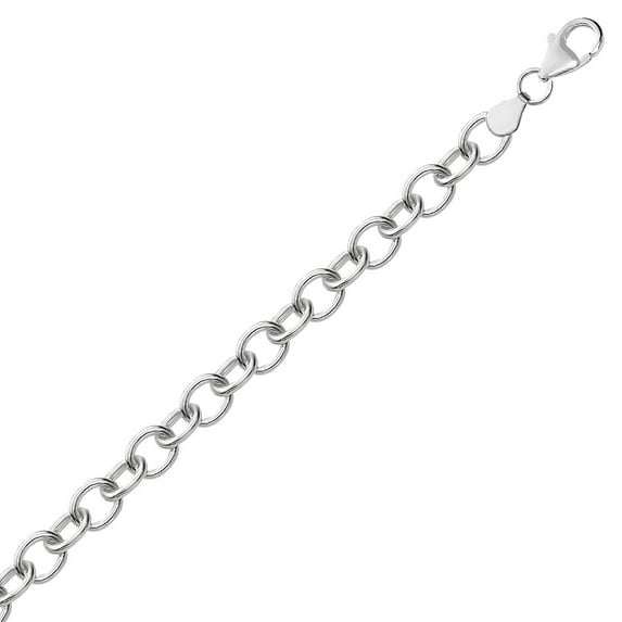 Sterling Silver Rhodium Plated Fancy Charm Bracelet 7.25 in