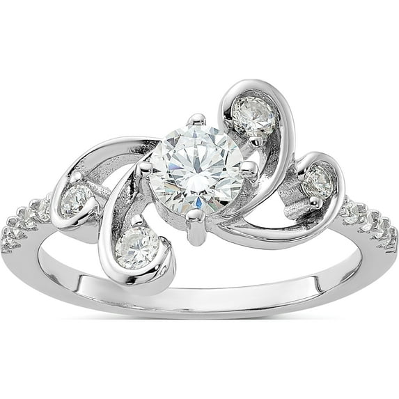 Sterling Silver Rhodium-Plated Fancy Cz Ringsize 6 (Width 1.6) - Jbsp