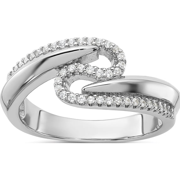 Sterling Silver Rhodium-Plated Fancy Cz Ringsize 6 (Width 9.2) - Jbsp