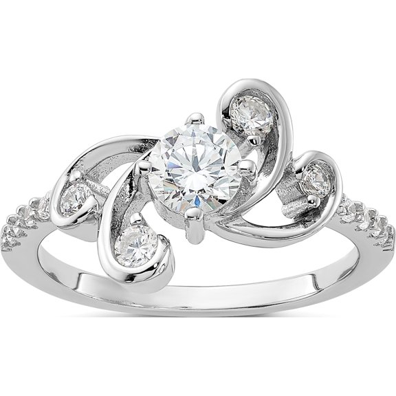 Sterling Silver Rhodium-Plated Fancy Cz Ringsize 7 (Width 1.6) - Jbsp