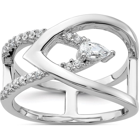 Sterling Silver Rhodium-Plated Fancy Cz Ringsize 7 (Width 13.4) - Jbsp