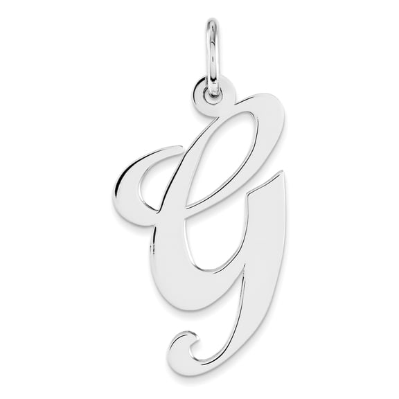 Jewelry by Sweet Pea Sterling Silver Rhodium-plated Fancy Script Letter G Initial Charm