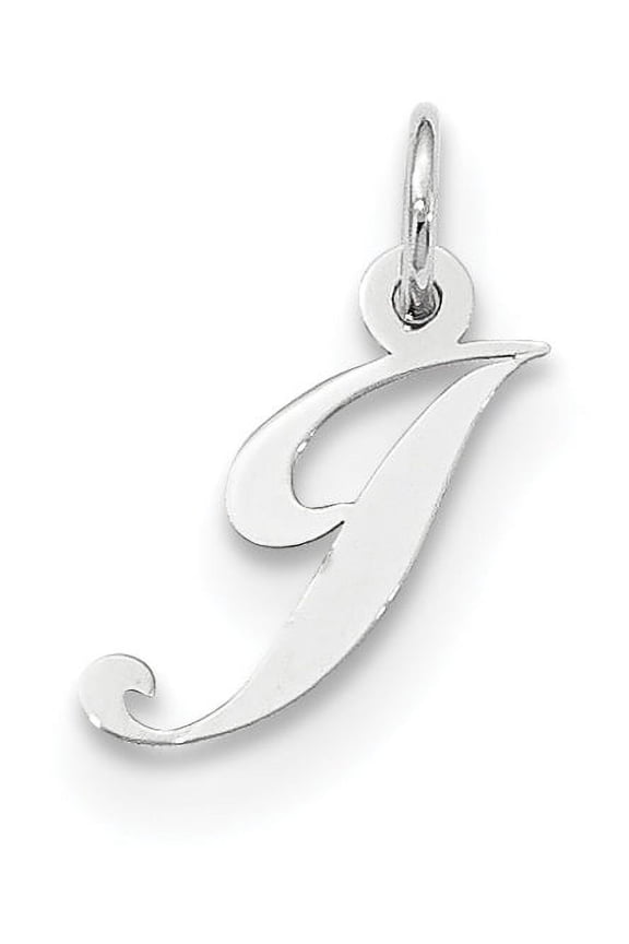 Sterling Silver Rhodium-plated Fancy Script Letter I Initial Charm