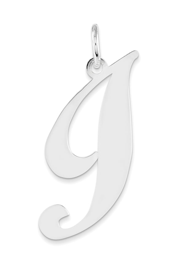 Sterling Silver Rhodium-Plated Fancy Script Letter I Initial Charm Made In United States qc5090i