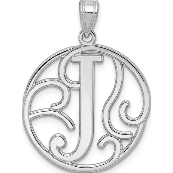 Jewelry by Sweet Pea Sterling Silver Rhodium-plated Fancy Script Letter J Initial Pendant