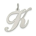 thumbnail image 1 of Sterling Silver Rhodium-Plated Fancy Script Letter K Initial Charm, 1 of 4