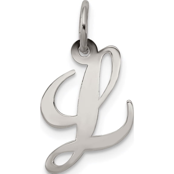 Sterling Silver Rhodium-Plated Fancy Script Letter L Initial Charm Made In United States qc5086l
