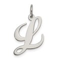 thumbnail image 1 of Sterling Silver Rhodium-Plated Fancy Script Letter L Initial Charm, 1 of 4