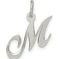 thumbnail image 1 of Sterling Silver Rhodium-Plated Fancy Script Letter M Initial Charm Made In United States qc5086m, 1 of 5