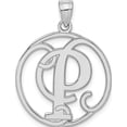 thumbnail image 1 of Sterling Silver Rhodium-Plated Fancy Script Letter P Initial Pendant Made In United States qc8999p, 1 of 5
