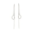 thumbnail image 1 of Sterling Silver Rhodium Plated Fancy Wire Oval Cubic Zirconia Element Earrings, 1 of 2