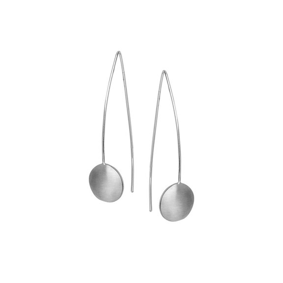 Sterling Silver Rhodium Plated Fancy Wire With Puffed Round Element Earrings - 4.4 Grams