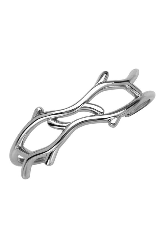 Sterling Silver Rhodium Plated Fantasy Branch Design Cuff Bangle Bracelet - 9.5 Grams