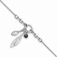 thumbnail image 1 of Sterling Silver Rhodium-Plated Feather And Cz With .5 In Ext Bracelet Made Italy -Jewelry By Sweet Pea, 1 of 6