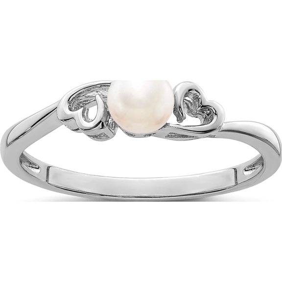 Sterling Silver Rhodium-Plated Fw Cultured Pearl Ring (Size 5) Made In China qbr15jun-5