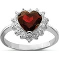 thumbnail image 1 of Sterling Silver Rhodium-Plated Garnet & Cz Ring (Size 7) Made In China qr726-7, 1 of 5