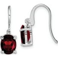 thumbnail image 1 of Sterling Silver Rhodium Plated Garnet Wire Earrings (20 X 7) Made In Thailand qdx603, 1 of 5