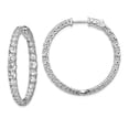 thumbnail image 1 of Sterling Silver Rhodium-Plated Graduated CZ in & Out Round Hoop Earrings, 1 of 1