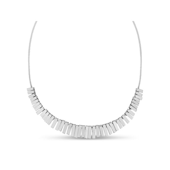 Sterling Silver Rhodium Plated Graduated Detached Cleo Necklace, 18"