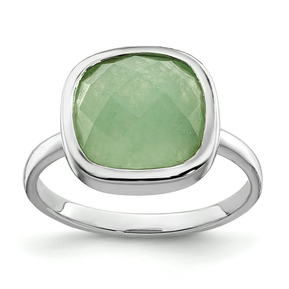 Sterling Silver Rhodium Plated Green Cubic Zirconia Ring Size 6