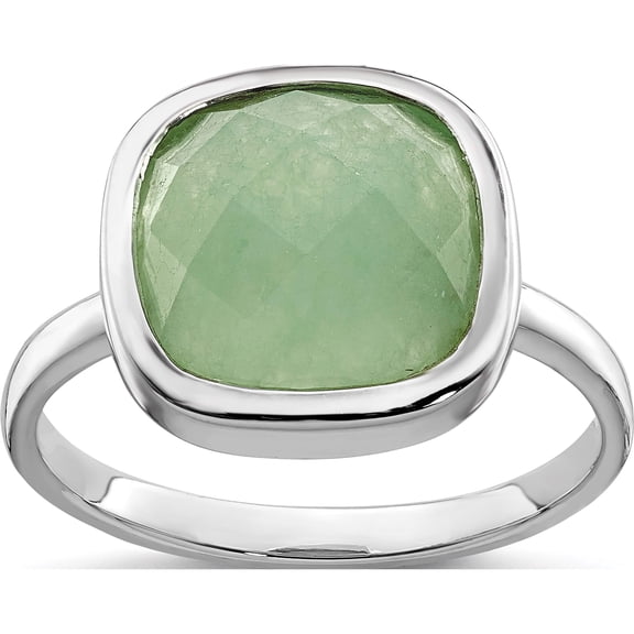 Sterling Silver Rhodium Plated Green Cz Ring (Size 6) Made In Thailand qr6996-6