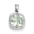 thumbnail image 1 of Sterling Silver Rhodium Plated Green Quartz And Diamond Pendant (17 X 11) Made In India qdx474, 1 of 2