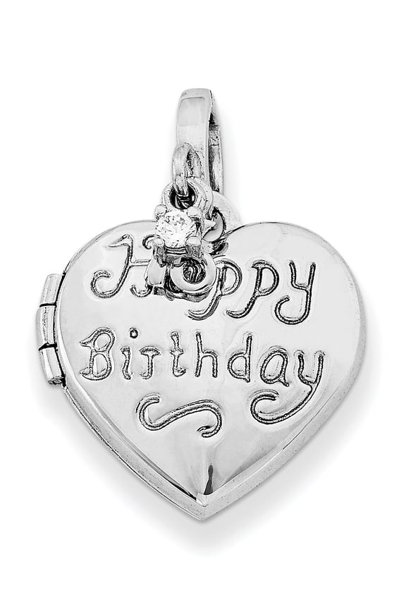Sterling Silver Rhodium-Plated Happy 16Th Birthday With Cz Heart Locket (21.3 X 15.65) Made In China qls591