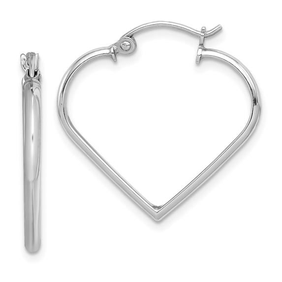 Sterling Silver Rhodium Plated Heart Hoop Earrings Sterling Silver Earrings